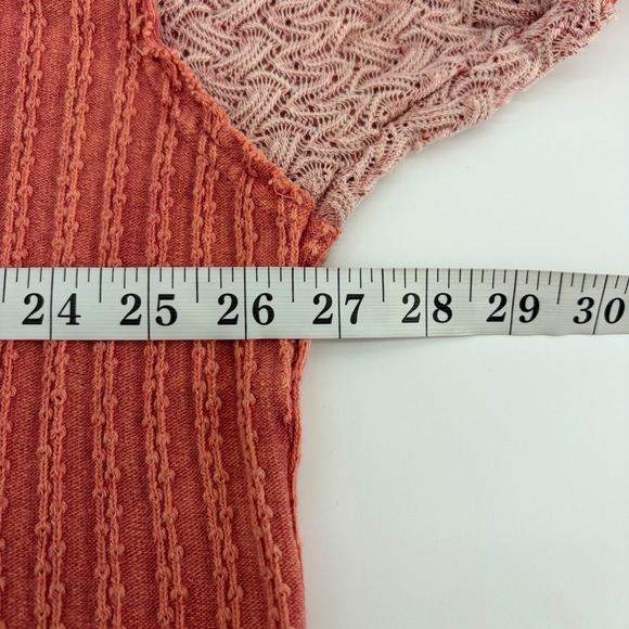 Oli & Hali Women's Hooded Sweater Coral Pink Patchwork Knit Size M - Picture 5 of 6